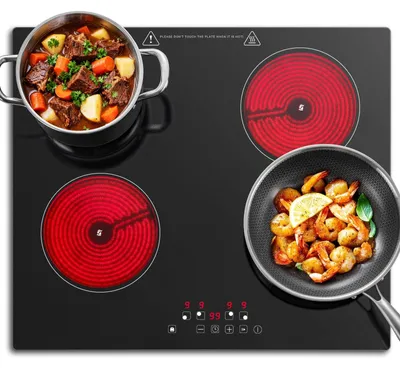 Glaskeramik-Kochfeld 4 Zonen 60 cm Touch 6000 W Timer