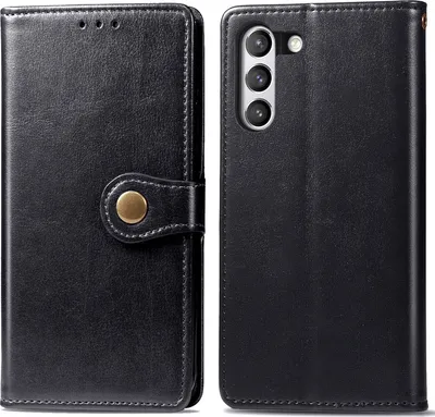 Produktbild von Mobigear Snap Button  Samsung Galaxy S21 FE Hülle Klapphülle Geldbörse - Schwarz