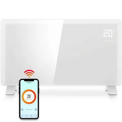 Produktbild von Gologi Elektrische Heizung - Konvektorheizung mit Thermostat - Steuerbar über App und Touch-Bedienung - Für Räume bis zu 25m² - 2000W - Weiß