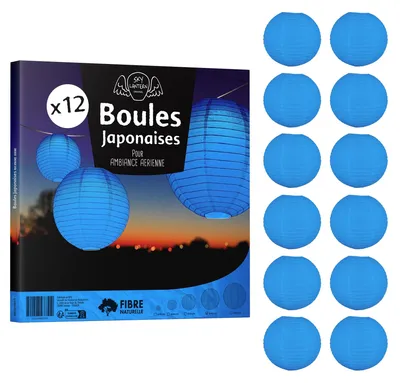 Zdjęcie produktu dla Zestaw 12 papierowych lampionów, średnica 40 cm, kolor królewski niebieski, idealne do dekoracji ślubnych