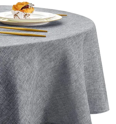 Produktbild von Tischdecke Rund 180 cm Grau Schmutzabweisend Leineneffekt Waschbar Polyester