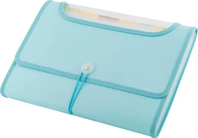 Image de D.RECT 5590 Fardes à compartiments Classeur extensible Portable Fardes à documents, élastique rond avec bouton de fermeture, pour la maison, l'école et le travail12 compartiments A4 menthe