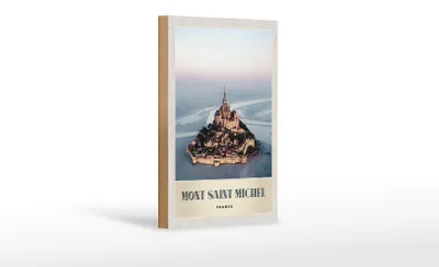 Produktbild von Holzschild Reise 12x18 cm Mont Saint Michel Frankreich Stadt