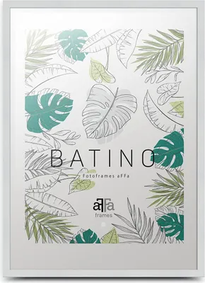 A white picture frame with a botanical illustration background.
