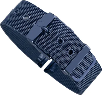 Produktbild von Minott | Uhrenarmband Milanaise Edelstahl blau glänzend 30604, Stegbreite:14mm