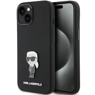 Image de Karl Lagerfeld Klhcp15Msmhknpk Iphone 15 Plus / 14 Plus 6.7 Czarny/Black Silicone Ikonik Metal Pin