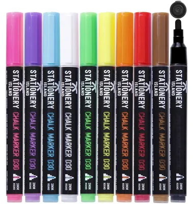 Produktbild von Kreidemarker Flüssigkreide Whiteboardstift - Rundspitze 3 mm - 10 Stück - Verschiedene Farben