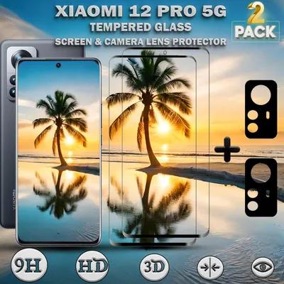 Obrázok produktu pre 2-balenie Xiaomi 12 Pro (5G) Ochranné sklo na displej & 2-balenie ochrana objektívu - Tvrdené sklo 9H - Super kvalita 3D