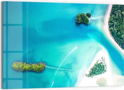 Produktbild von DEQORI Glasbild Echtglas 90x60 cm 'Sirithan Strand in Krabi' Wandbild Bild modern Deko
