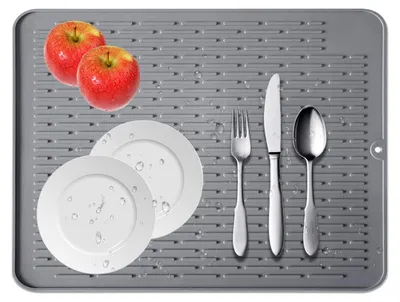 Image de Tapis de rangement en silicone, antidérapant, résistant à la chaleur, 45 x 40 cm, pour ranger les ustensiles de cuisine, gris
