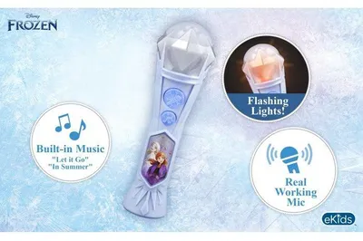 Imagen del producto de Altavoz de karaoke infantil "La Reina de los Hielos" de 2eKids, con efectos de luz y sonido, funciona con pilas