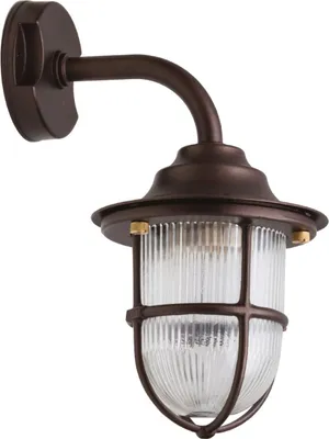 Produktbild von Außenlampe Wand Messing Glas E27 IP64 H: 31 cm Rostbraun Antik Maritim Wandlampe außen