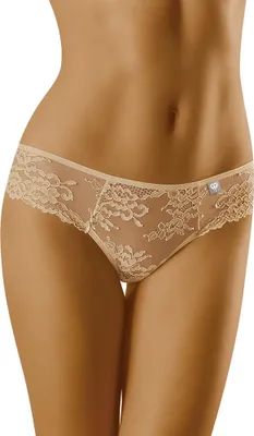 Produktbild von Wolbar Damen y Tanga-Strings Spitze Miederslip Slips mit tiefer Hüftlinie 3516  , Beige, M