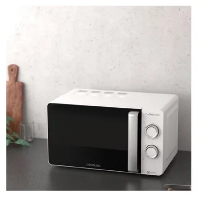 Zdjęcie produktu dla Cecotec 01522, Blat, Mikrofalówka Solo, 20 l, 700 W, Przyciski, obrotowy, Czarny, Biały
