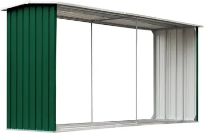 Immagine prodotto di vidaXL Deposito per legna da ardere Acciaio zincato 330 x 92 x 153 cm Verde