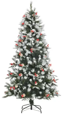 Immagine prodotto di Albero di Natale Artificiale Innevato 180 cm 678 Rami con Bacche Rosse e Pigne Verde