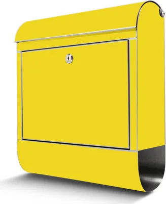 Produktbild von Edelstahl Briefkasten mit Zeitungsfach Sonnengelb großer Design Postkasten rostfrei, A4 Einwurf [BKGE2-0010]