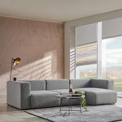 Produktbild von 3-Sitzer Sofa 'Suldal' mit Longchair Textil Grau