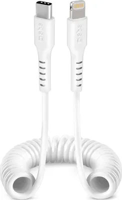 Produktbild von SBS USB-C auf Lightning Spiraldatenkabel 1m weiß