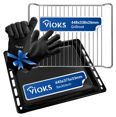 Produktbild von Backblech + Gitter + 2x Ofenhandschuhe passend wie Bauknecht 481010539879 für Herd