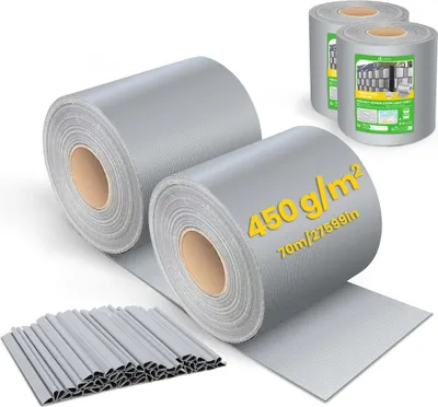 Produktbild von VOUNOT® PVC Sichtschutzstreifen für Doppelstabmatten 140m x 19cm, 80 Befestigungsclips, Hellgrau