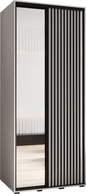 Produktbild von MEBLE KRYSPOL Lanko 2 Schrank mit 2 Schiebetüren  - 235,2x110x60 cm - Weiß Weiß Schwarz