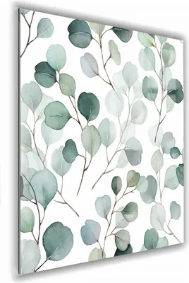 Zdjęcie produktu dla OBRAZ NA SZKLE KWADRATOWY 70x70cm 001 Akwarelowe listki