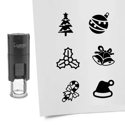 Produktbild von CombiCraft Selbstfärbendestempel Set 'Weihnachten' in der Farbe Schwarz, Ø10mm