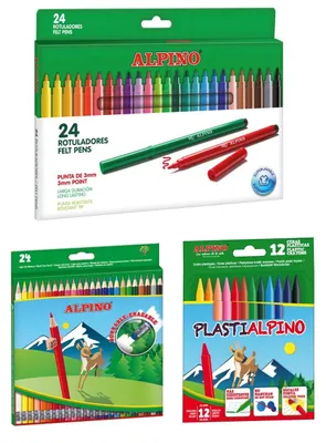 Schulpaket: 24 ausradierbare Buntstifte + 24 Filzstifte + Etui