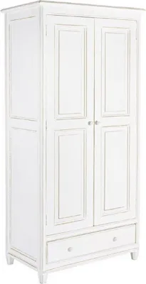 Produktbild von Casa Padrino Landhausstil Schlafzimmerschrank Antik Weiß 90 x 55 x H. 190 cm - Massivholz Kleiderschrank mit 2 Türen und Schublade - Massivholz Schlafzimmer Möbel im Landhausstil