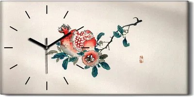 Produktbild von Wandkunst Leinwand Bild Uhr 60x30 Malerei Asiatische Blumen Früchte Zweig Kunst - schwarze Hände