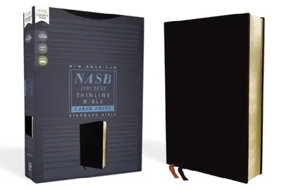 Produktbild von NASB, Thinline Bible, Large Print, Lederfaserstoff, Black, Red Letter, 1995 Text, Comfort Print