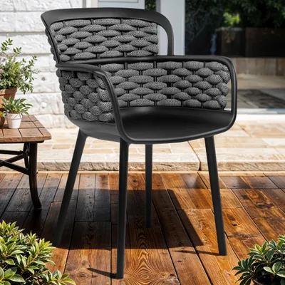 Produktbild von 2er-Set EMMA | Bistro Außen Stuhl | Kunststoff | Schwarz | Garten Terrasse Outdoor