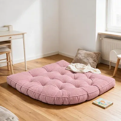 Produktbild von Bodenkissen 100 × 100 cm aus Flanell, weich, Fanform, Rosa