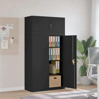 Produktbild von Aktenschrank Schwarz 90x40x180 cm Stahl October 44711
