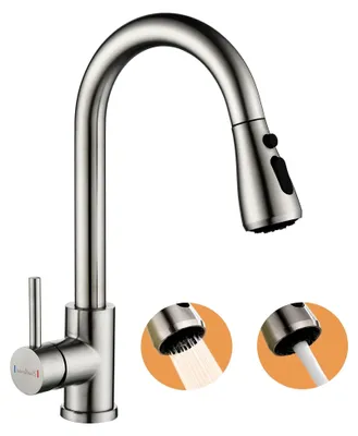 Produktbild von Küchenarmatur Ausziehbar, Hochdruck Wasserhahn mit Herausziehbarer Brause und 3 Funktionen, 360° Drehbar