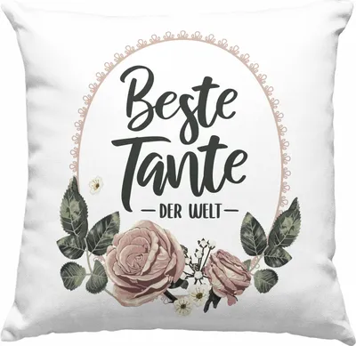 Produktbild von Trendation - Beste Tante der Welt Geschenk Deko-Kissen mit Füllung 40x40 mit Spruch  Deko-Kissen mit Füllung 40x40 für Coole Tante (Grau)