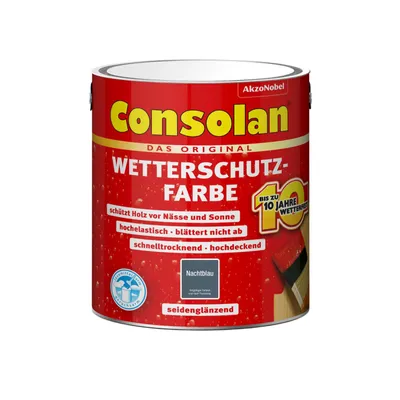 Produktbild von Consolan Wetterschutzfarbe, Deckender Holzschutz für Außen, Nachtblau, 2,5 l