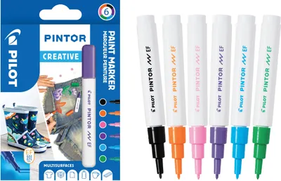 Produktbild von PILOT PINTOR Kreativmarker 6er Set – 0.4mm extra feine Spitze, Fun Farben
