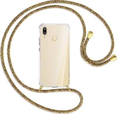 Produktbild von Handykette Backcover-Schutzhülle mit Band (Metall goldfarben) für Huawei P20 lite - braun+beige