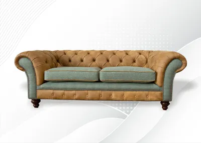 Produktbild von Chesterfield 3 Sitzer Leder Wohnzimmer Modern Design Couchen Sofa Graue Möbel