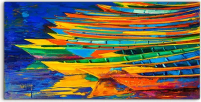 Produktbild von Coloray Acrylbild 140x70  Wandbild Acrylbilder Foto Bild Malerei Boote wasser bunt