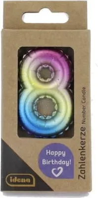 Produktbild von Idena Zahlenkerze 8 Regenbogen metallic