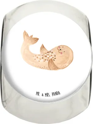 Produktbild von Mr. & Mrs. Panda Kaffeedose Robbe Liegen XL 2000ml - Weiß - Geschenk, Tiermotive, Bonboniere, Meerestier, Vorratsbehälter, Strand, Ostsee, glasbehälter, Nordsee, Robben