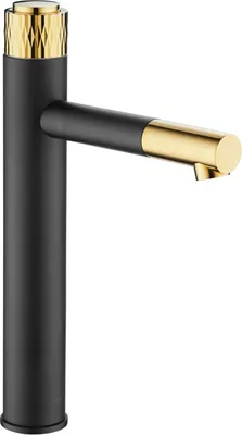 Produktbild von Mexen Diamond hohe Waschtischarmatur, Schwarz/Gold - 71510-75