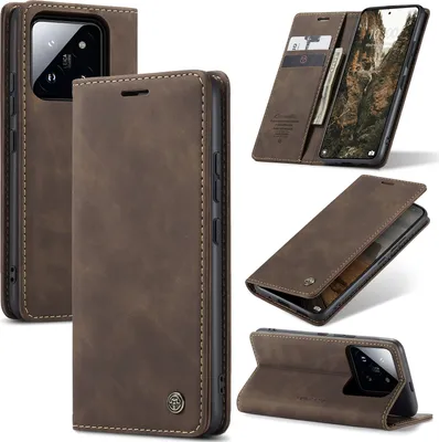 Immagine prodotto di Xiaomi 14 Pro Case, Retro Custodia in Finto cuoio con funzione stand Custodia protettiva per Xiaomi 14 Pro rame