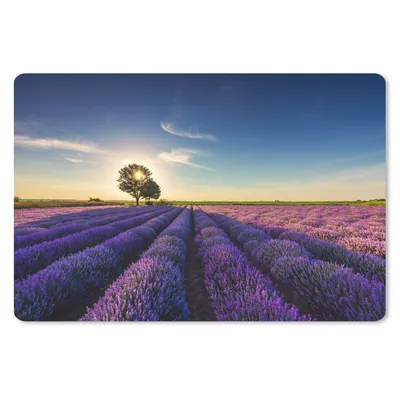 Produktbild von MuchoWow® Mauspad Mousepad Lavendel - Sonne - Baum - Blumen - Lila 27x18 cm - Mousepads - Maus Mat - Pad - Mausunterlage - Büroartikel - Desk Matten