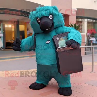 Produktbild von Blaugrüner REDBROKOLY Faultier-Bär Maskottchen Kostüm mit Rollkragenpullover und Geldbörsen