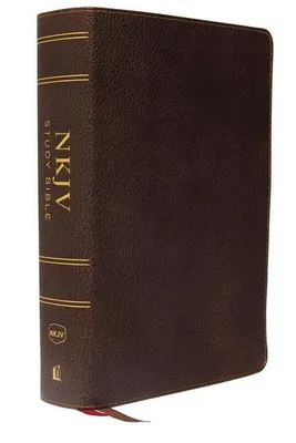 Immagine prodotto di NKJV Study Bible, Premium Calfskin Leather, Brown, Full-Color, Red Letter Edition, Comfort Print