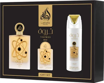 Produktbild von Lattafa Pride Tharwah Gold EDP 100 ml + EDP 20 ml + Körperspray 200 ml (unisex)